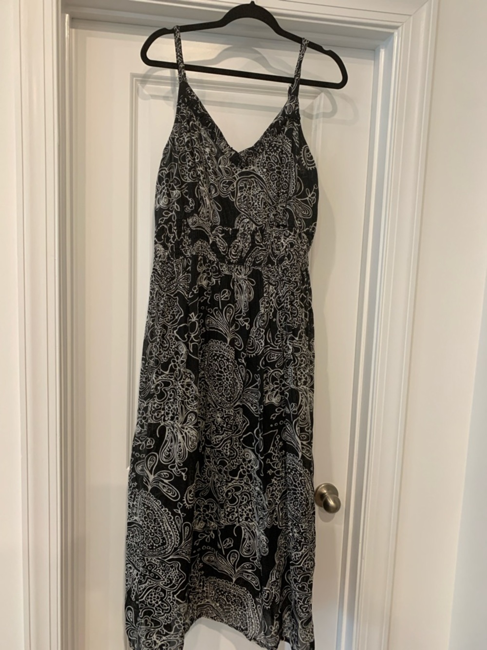 Pretty Pink Black Paisley Maxi Dress 2X cotton long midi